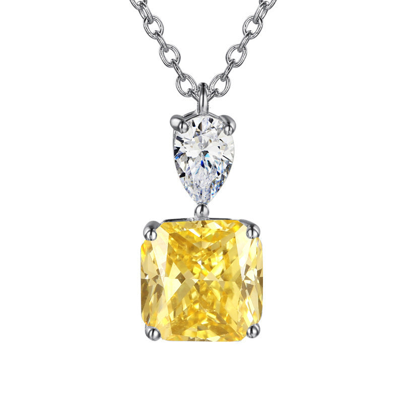 Collier de pierres précieuses carrées de couleur Zircon pour femme