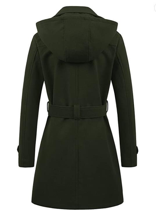 Manteau en laine à capuche grande taille pour femme