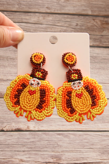 Pendants d'oreilles en perles en forme de dinde de Thanksgiving jaune