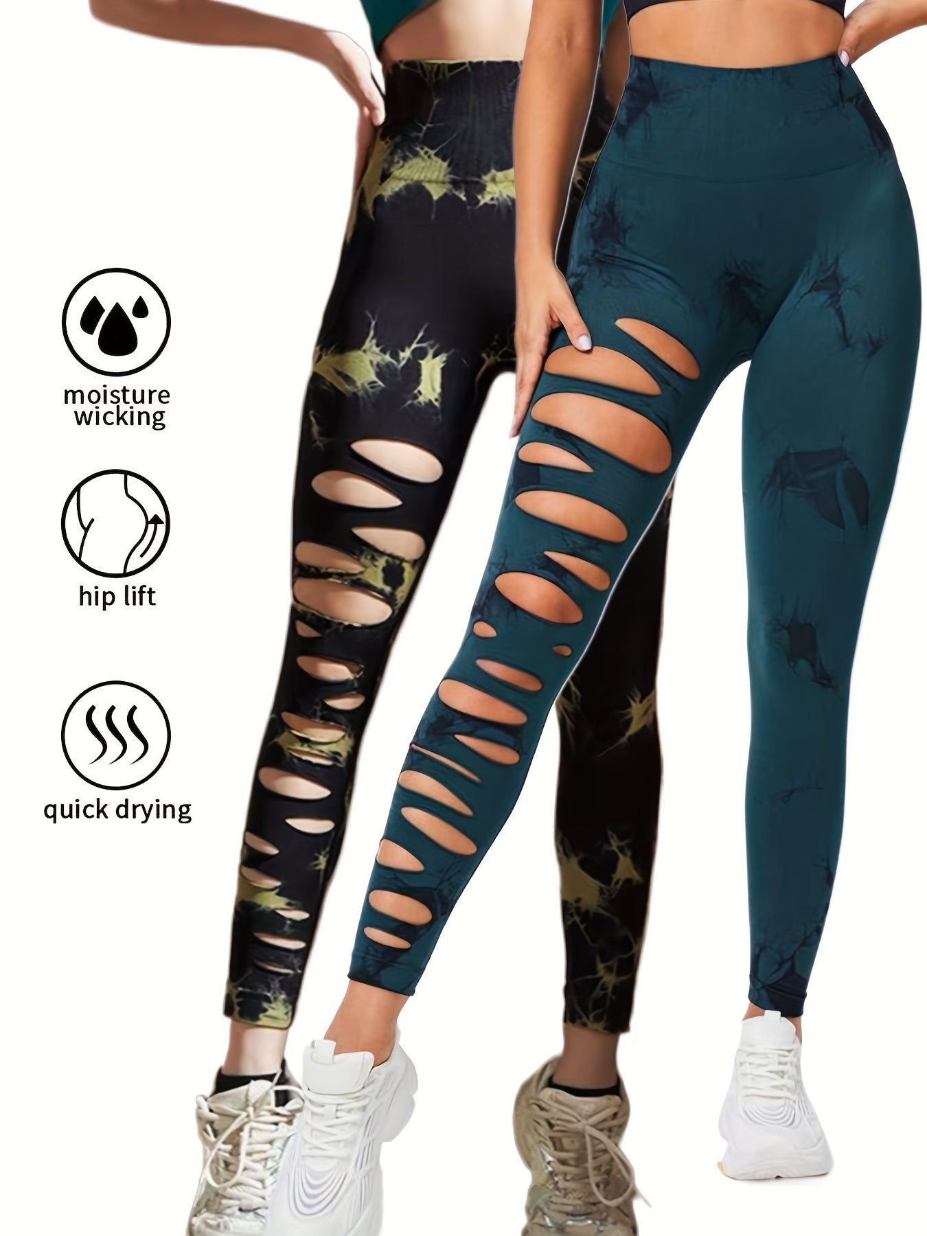 Paquet de 2leggings taille haute élastique pour femme.