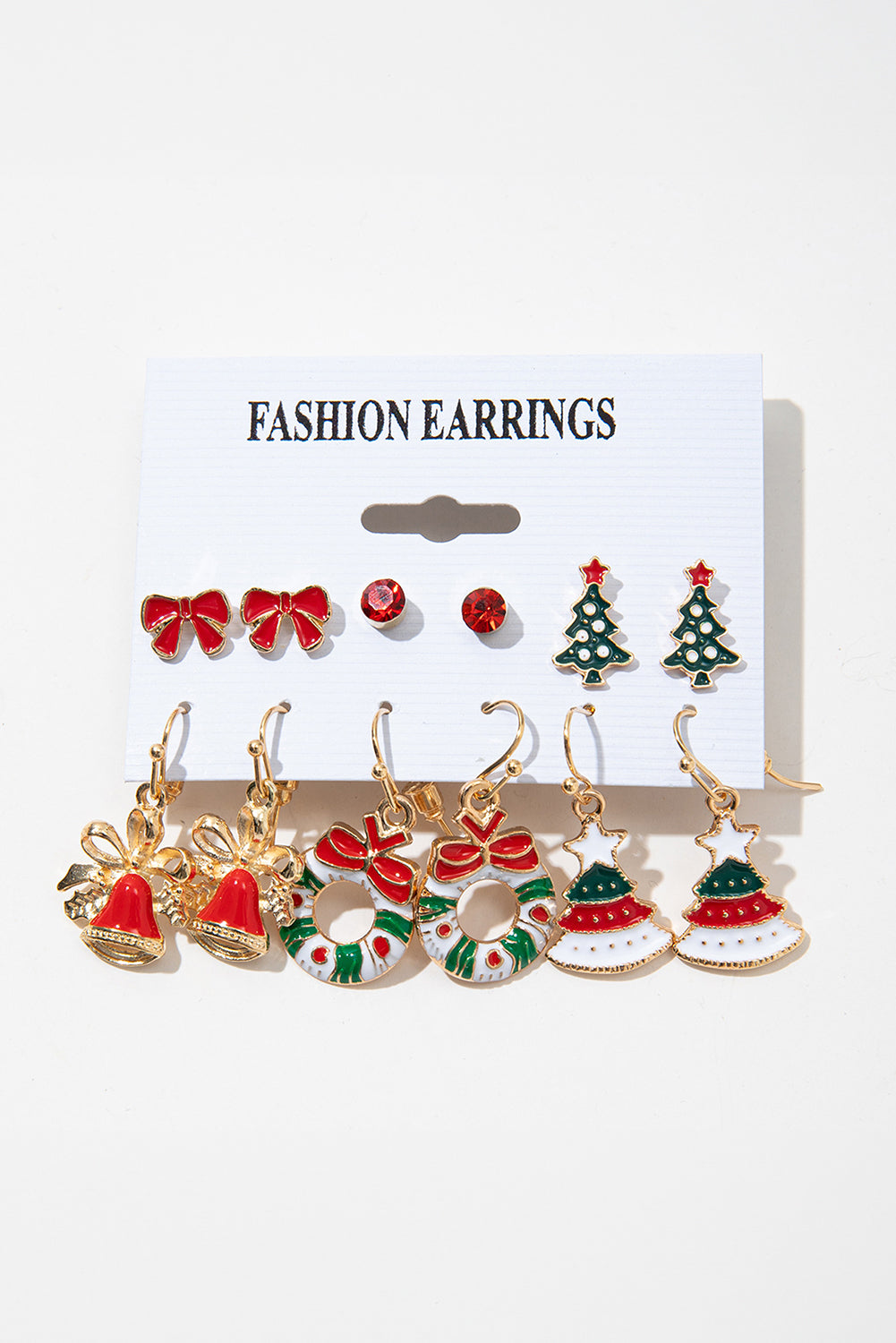 Set de 6 paires de boucles d'oreilles en forme de noeud pour l'arbre de Noël