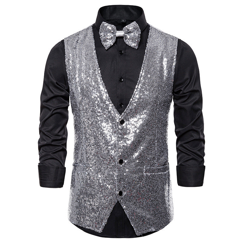 Gilet à paillettes pour costume de scène pour homme