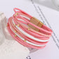 Bracelet vintage en cuir souple avec perles pour femme