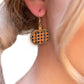 Russet Orange Plaid Print Pumpkin Shape Autumn Drop Earrings