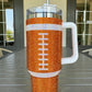 Tasse à vide Orange 40oz Rhinestone Rugby Football Handle Vacuum Cup