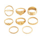 Bague en alliage doré 8Pcs Minimalisme