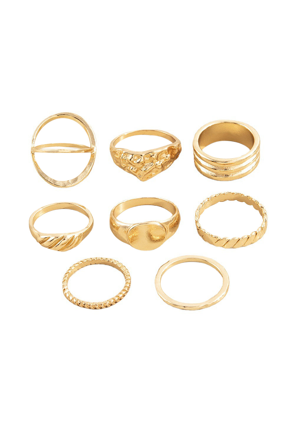 Bague en alliage doré 8Pcs Minimalisme