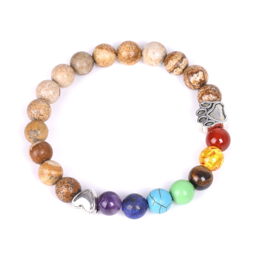 Bracelet en pierre naturelle colorée blanc bleu amour petit et cœur