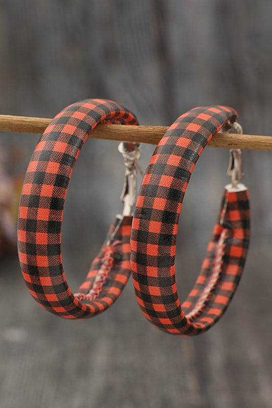 Boucles d'oreilles en cuir PU imprimé plaqué Dahlia rouge