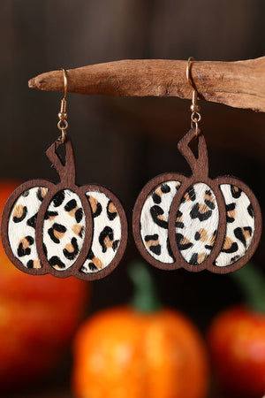 Boucles d'oreilles en forme de citrouille à imprimé animalier multicolore