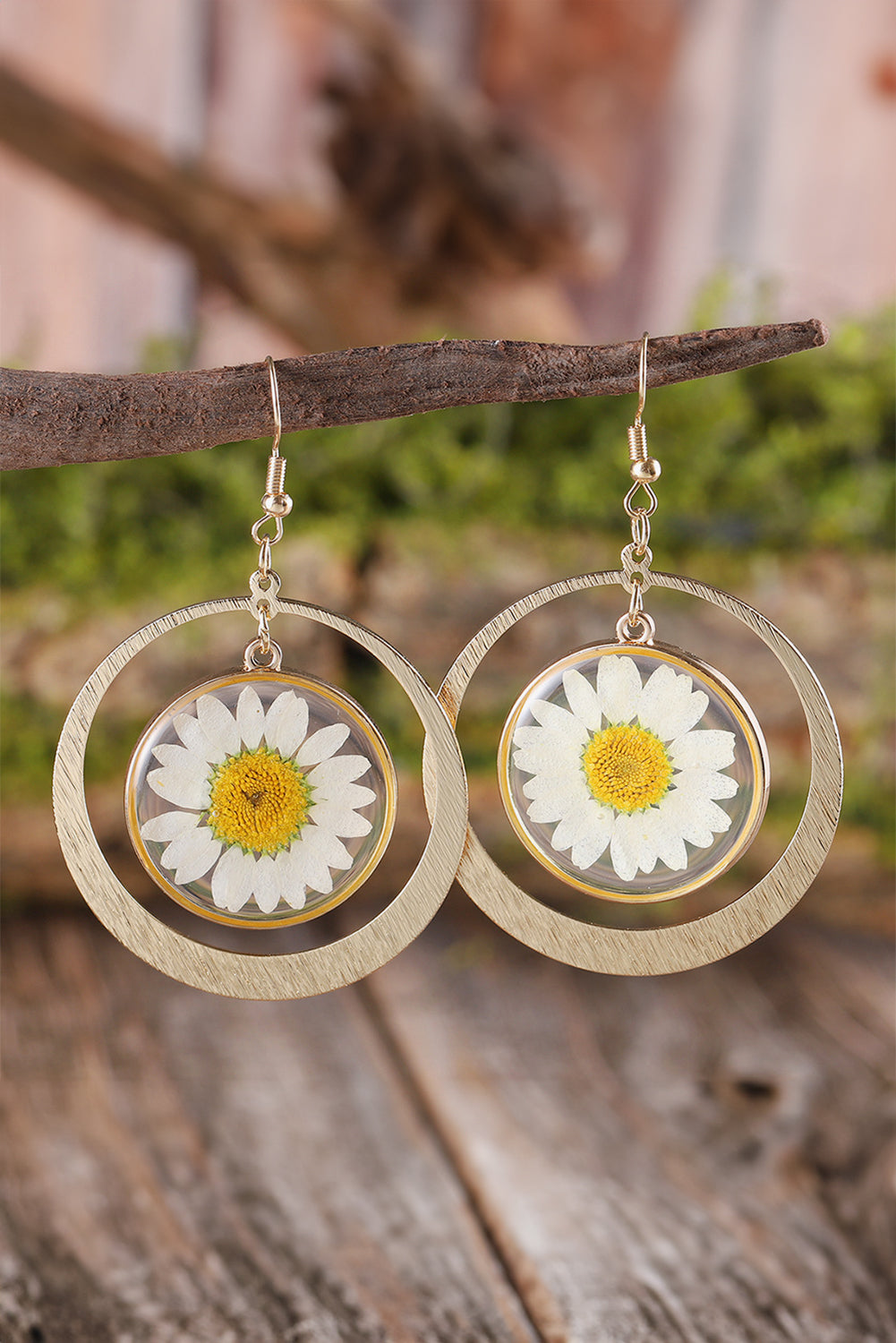 Boucles d'oreilles pendantes Boho Daisy en or