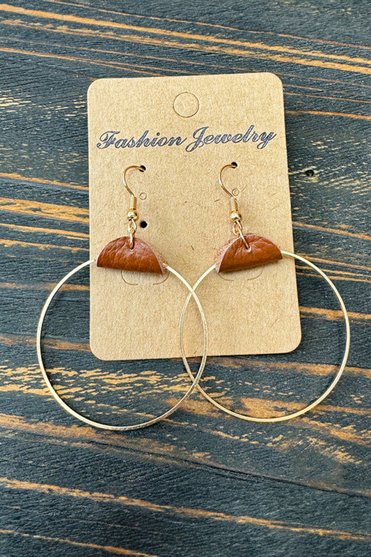 Boucles d'oreilles en cuir PU marron