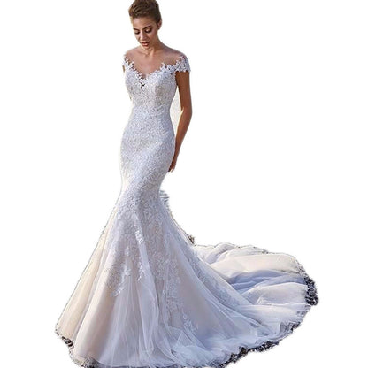 Robe de mariée sirène Princess Bride blanche avec dos nu en dentelle
