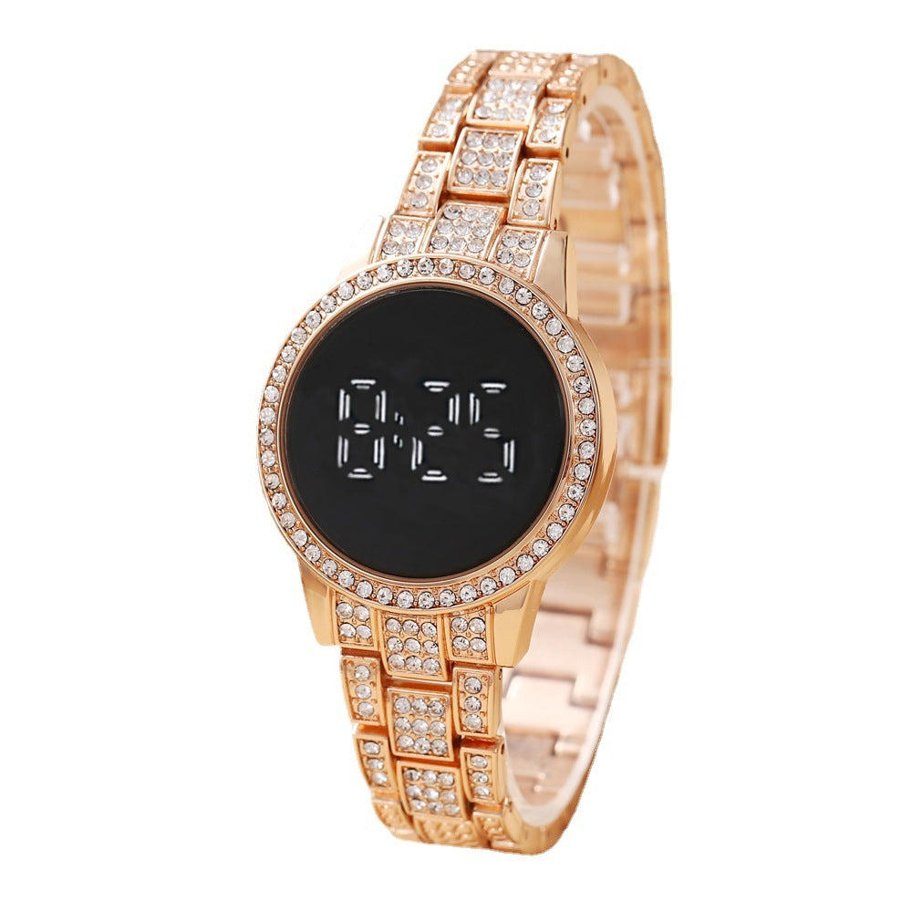 Montre électronique LED à écran tactile avec diamants et étoiles