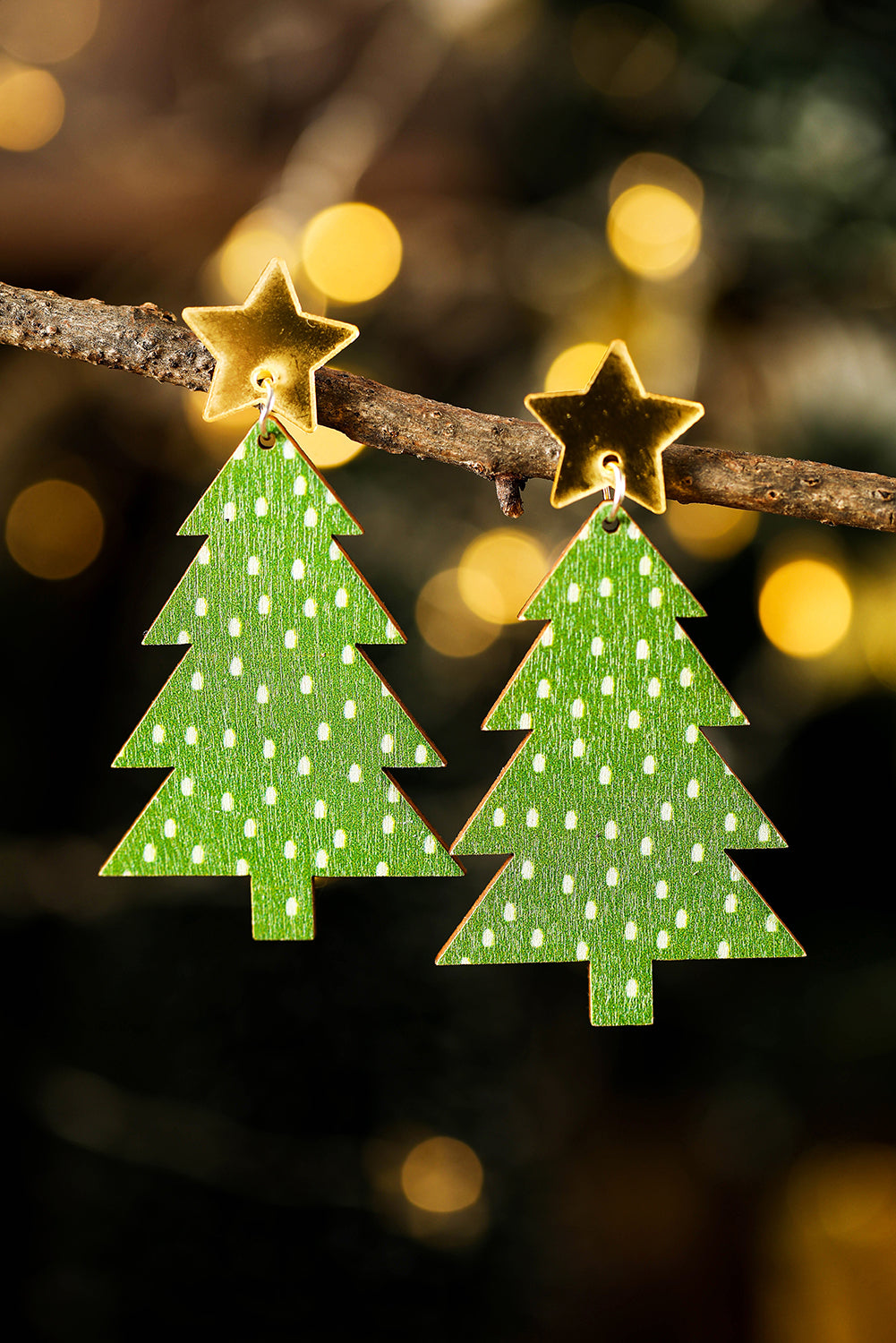 Boucles d'oreilles de Noël à pois verts