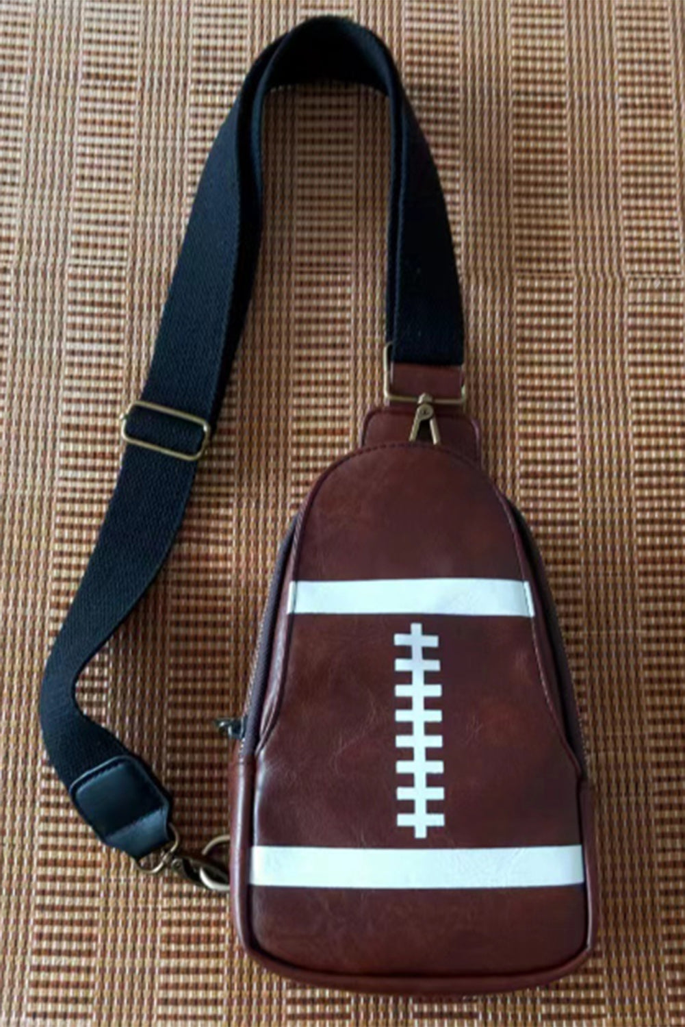 Mini sac Crossbody Rugby en cuir PU marron