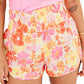 Short d'athlétisme taille haute à motif floral rétro orange