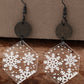 Boucles d'oreilles de Noël en acrylique blanc imprimé flocon de neige