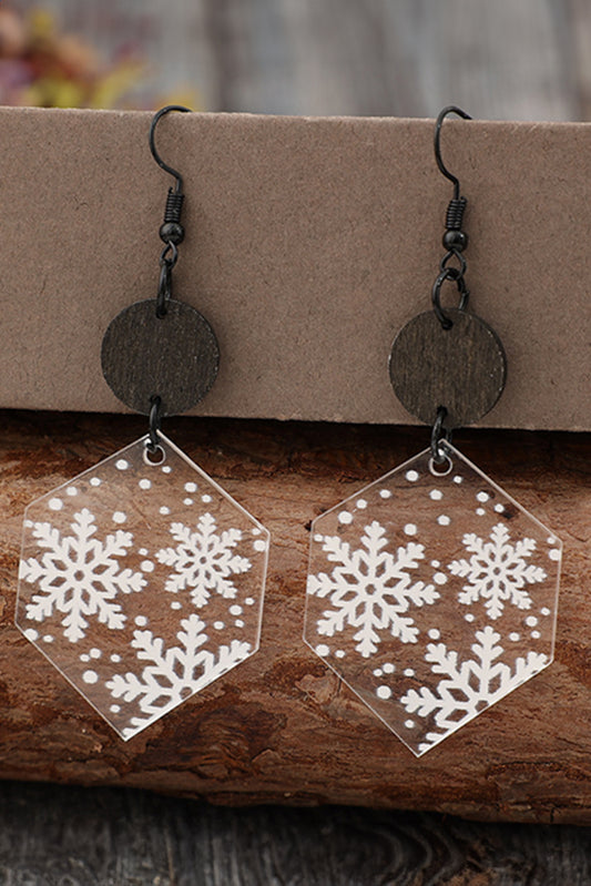 Boucles d'oreilles de Noël en acrylique blanc imprimé flocon de neige