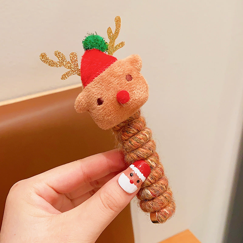 Bandeau élastique de Noël pour enfants, avec fil et spirale pour cheveux, accessoires de coiffure pour enfants.