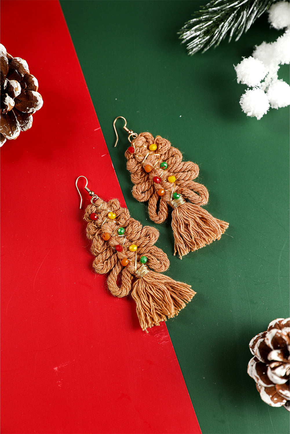 Boucles d'oreilles pendantes tressées Thai Curry Christmas Beaded