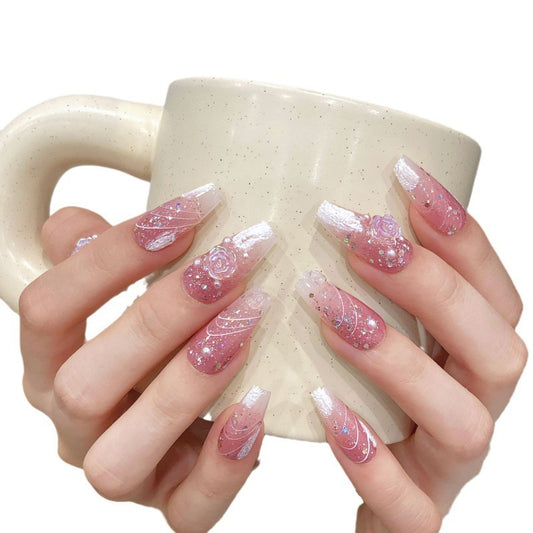 Faux ongles en fleurs portables pour femmes