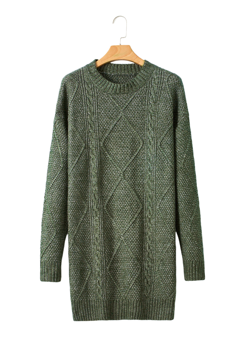 Robe chasuble à épaulettes en maille torsadée vert brumeux