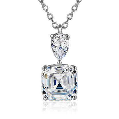 Collier de pierres précieuses carrées de couleur Zircon pour femme