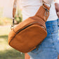 Sac bandoulière Western Crossbody zippé en similicuir marron