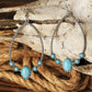 Boucles d'oreilles à crochet en argent et en turquoise, avec goutte d'eau