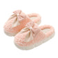 Chaussons d'hiver en peluche à nœud contrasté blanc