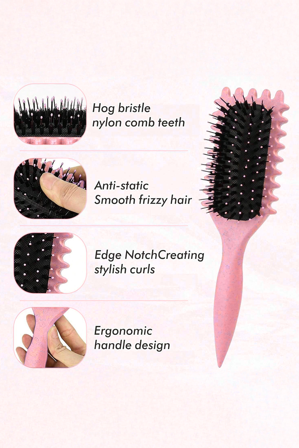 Brosse à cheveux rose Peigne à coussin d'air 1pc