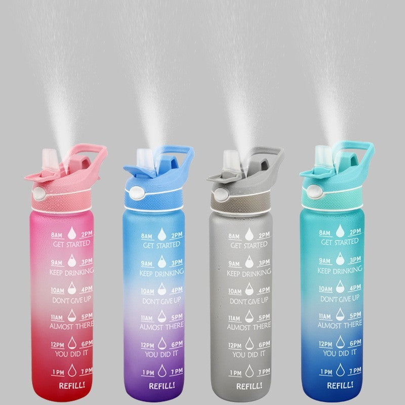 Bouteille d'eau portable en plastique gradient couleur givrée pailletée