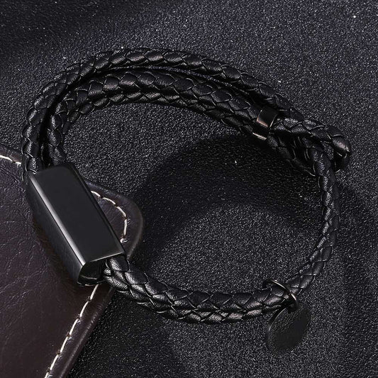 Bracelet  en cuir tressé à double corde