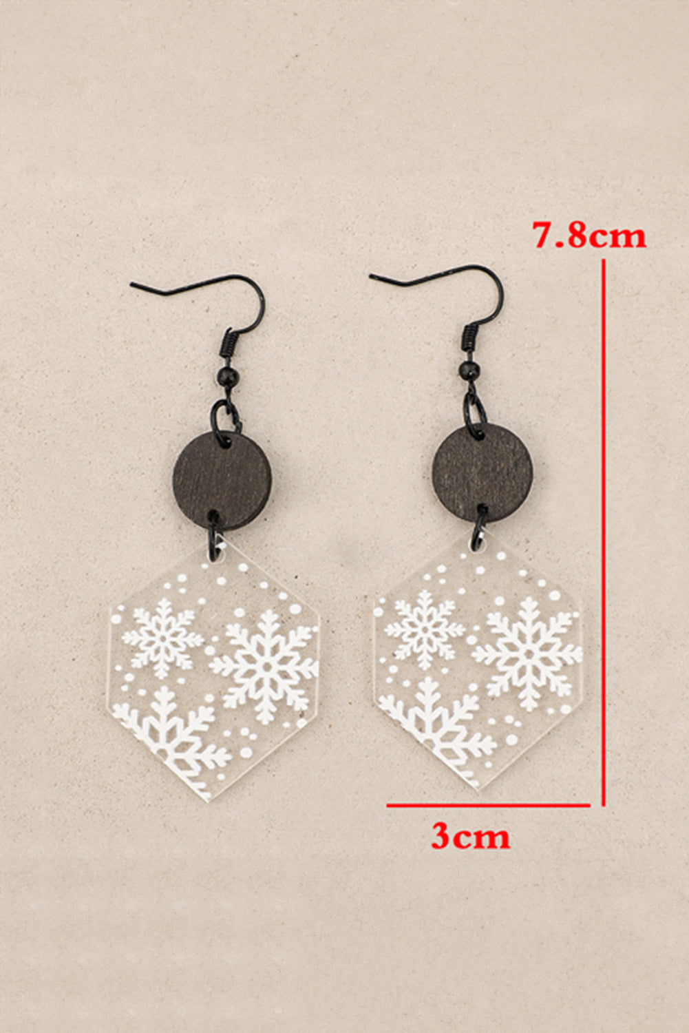 Boucles d'oreilles de Noël en acrylique blanc imprimé flocon de neige