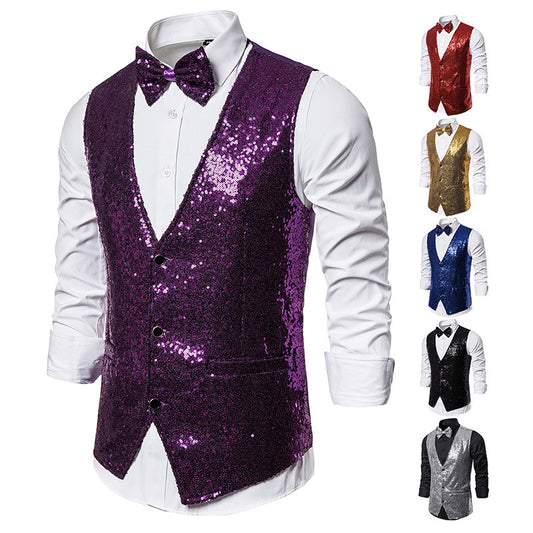 Gilet à paillettes pour costume de scène pour homme