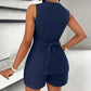 Ensemble d'été 2 pièces pour femmes - gilet sans manches à col en V et short à boutons