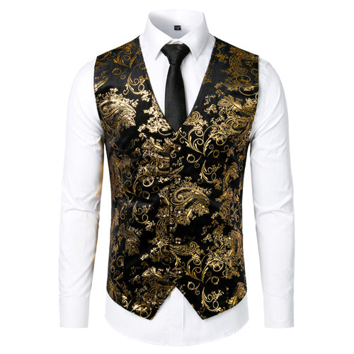 Gilet Steampunk doré pour homme, costume, mariage, sans manches