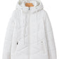 Manteau bouffant matelassé uni blanc avec capuche et fermeture à glissière