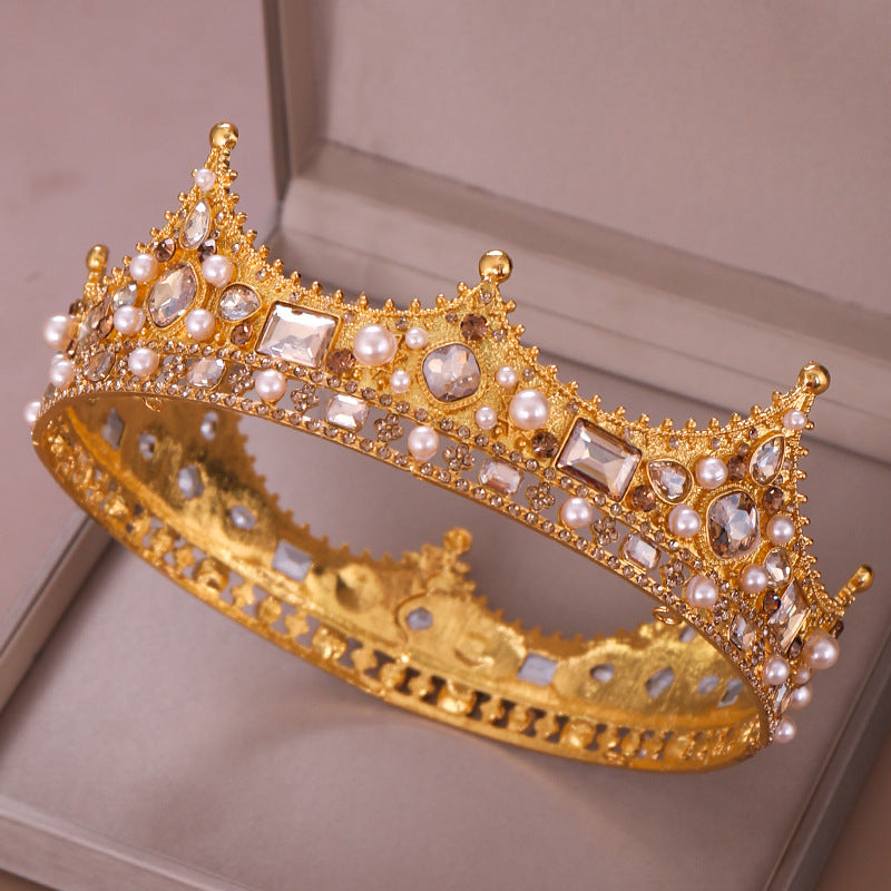 Bandeau féminin en forme de couronne de perles et de strass