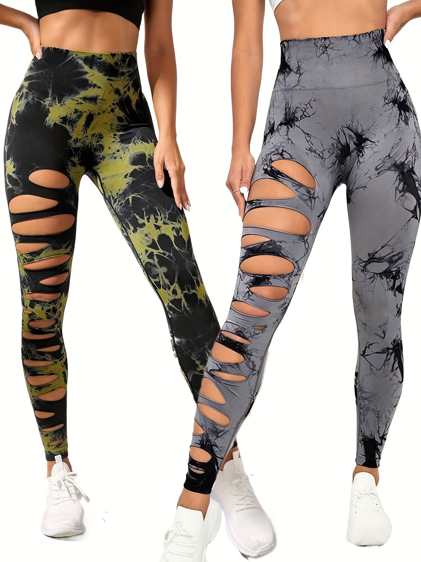 Paquet de 2leggings taille haute élastique pour femme.