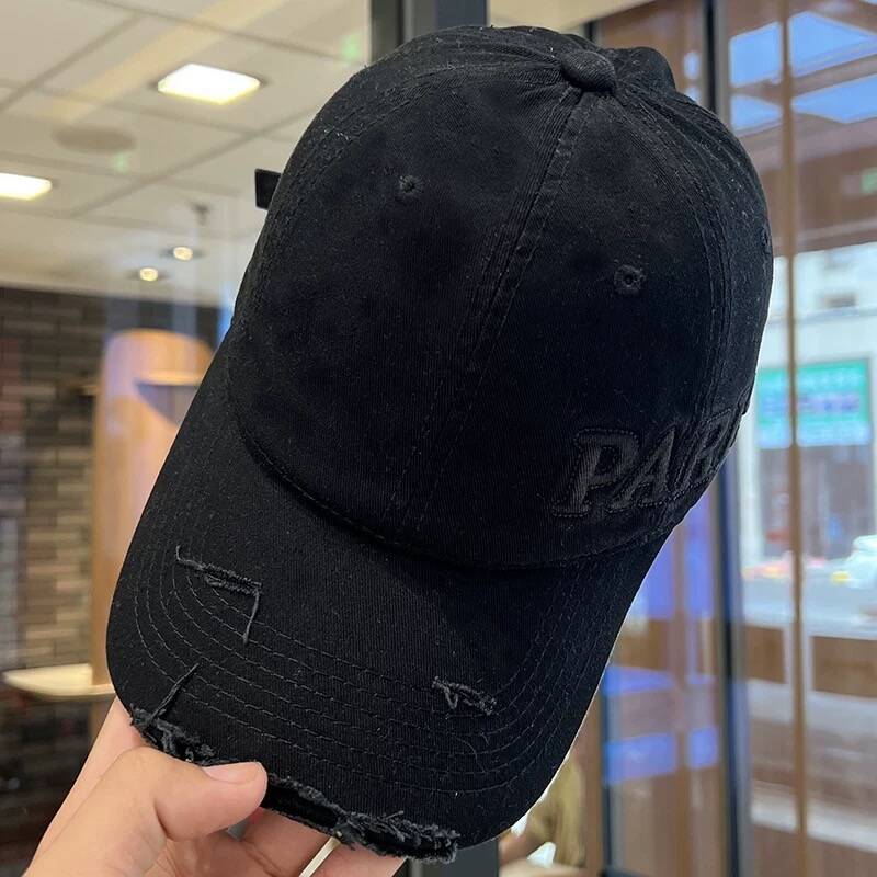 Casquette de baseball en denim délavé avec trou à visière pour baseball