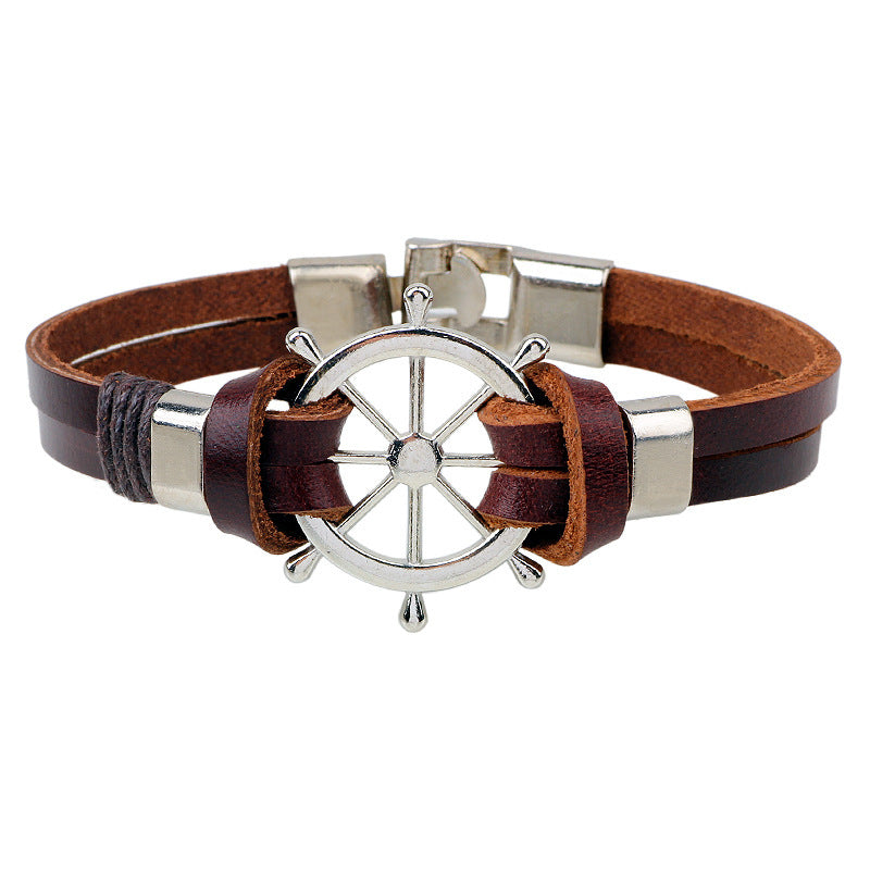 Bracelet de gouvernail en cuir de vache véritable