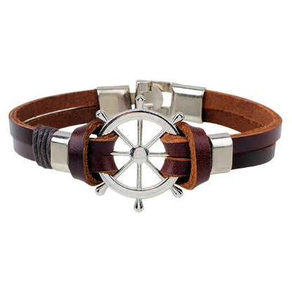 Bracelet de gouvernail en cuir de vache véritable