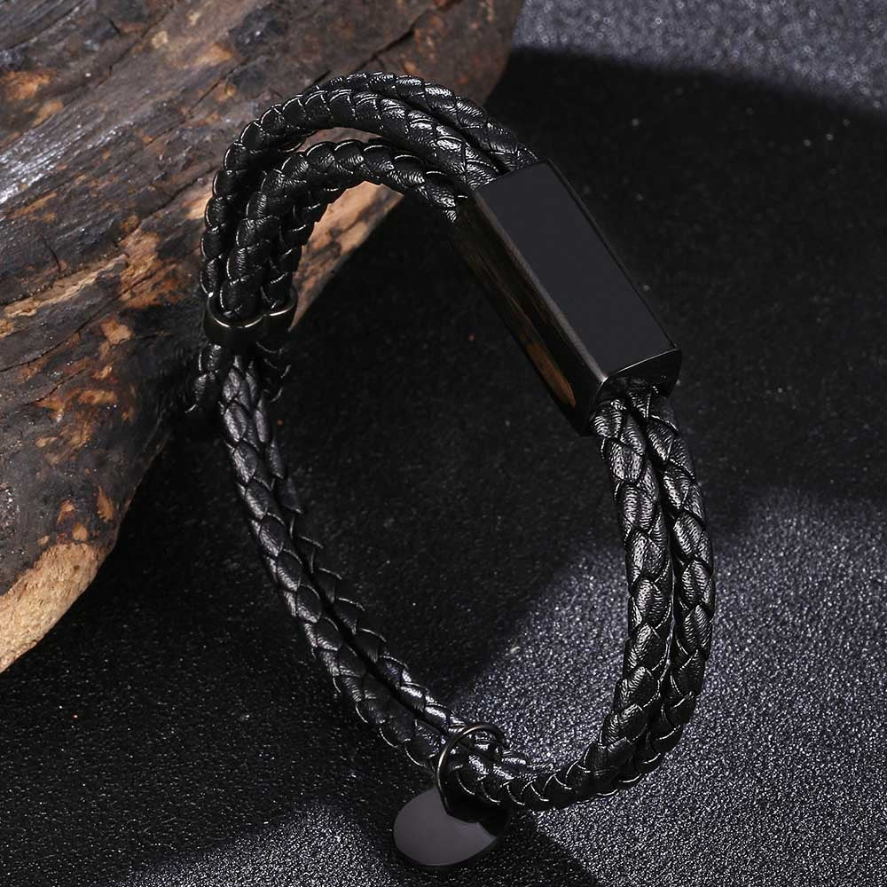 Bracelet  en cuir tressé à double corde