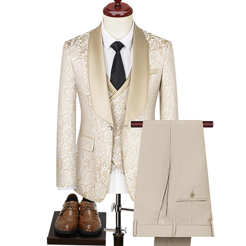 Costume Jacquard pour homme, robe de mariée, costume de marié, costume d'hôte, costume de spectacle
