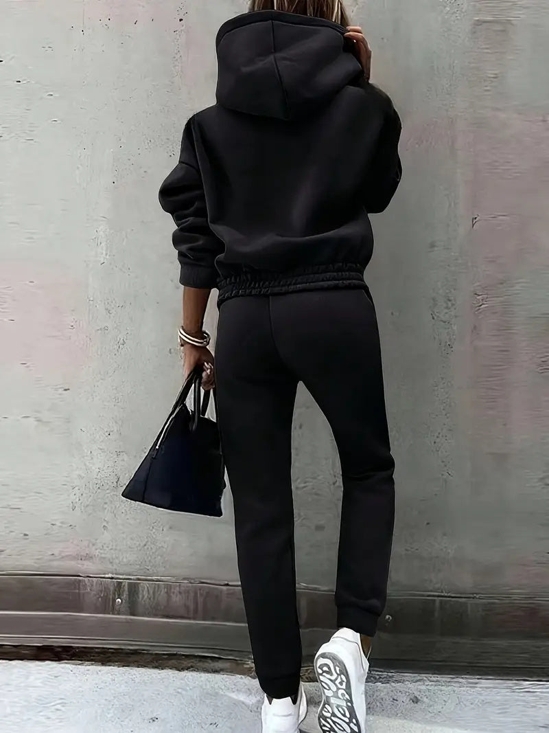 Jogging à manches longues de couleur unie pour dames