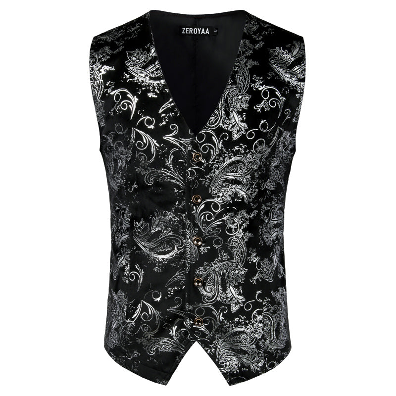 Gilet Steampunk doré pour homme, costume, mariage, sans manches