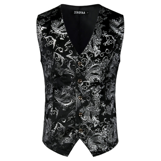 Gilet Steampunk doré pour homme, costume, mariage, sans manches