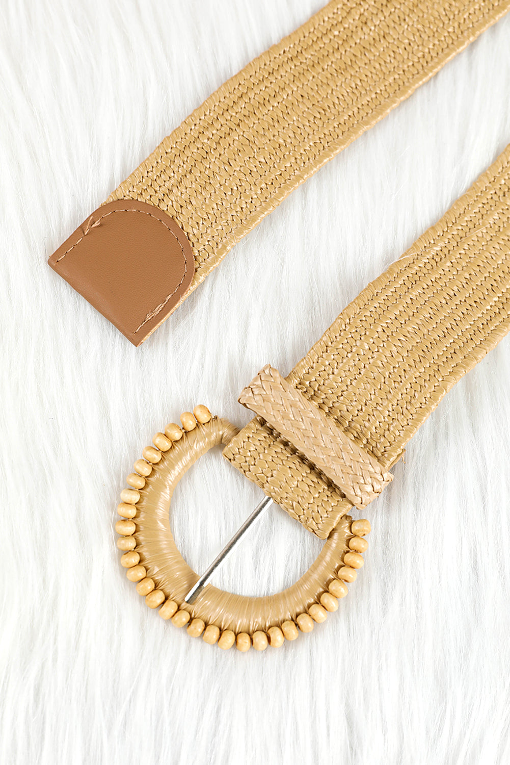 Ceinture décorative en cuir tressé camel